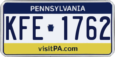 PA license plate KFE1762