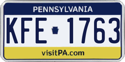 PA license plate KFE1763