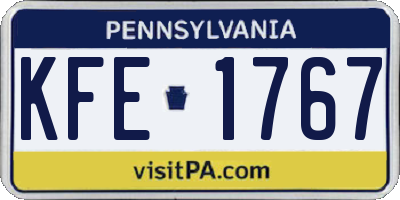 PA license plate KFE1767