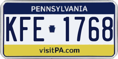 PA license plate KFE1768