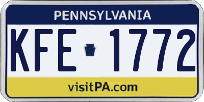 PA license plate KFE1772