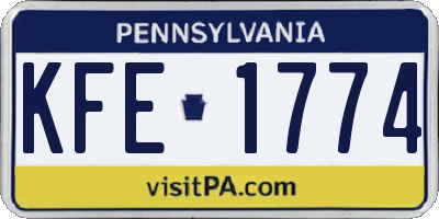 PA license plate KFE1774