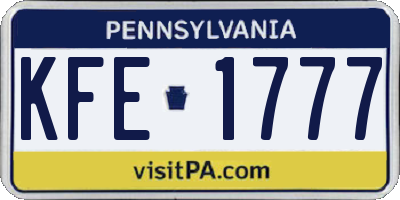 PA license plate KFE1777