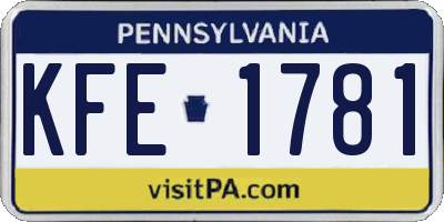 PA license plate KFE1781