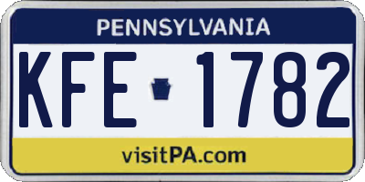 PA license plate KFE1782