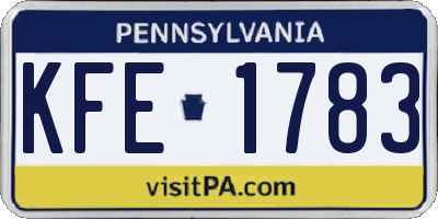 PA license plate KFE1783