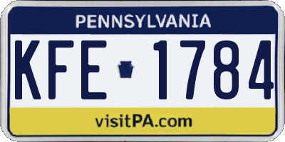 PA license plate KFE1784