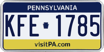 PA license plate KFE1785