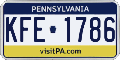 PA license plate KFE1786