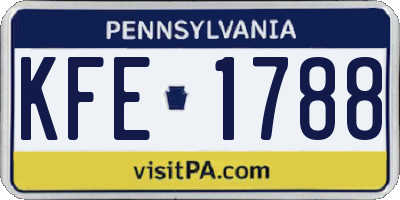 PA license plate KFE1788