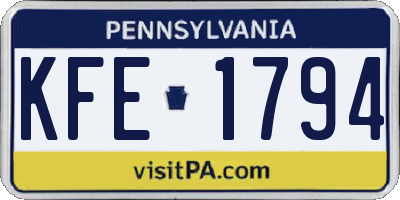 PA license plate KFE1794
