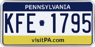 PA license plate KFE1795