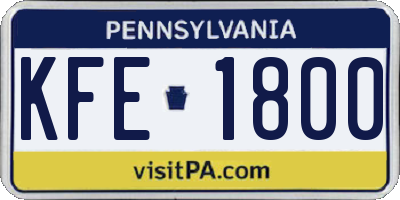 PA license plate KFE1800