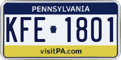 PA license plate KFE1801