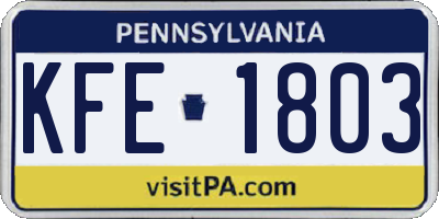 PA license plate KFE1803