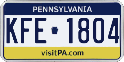 PA license plate KFE1804