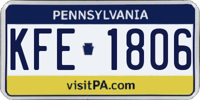 PA license plate KFE1806