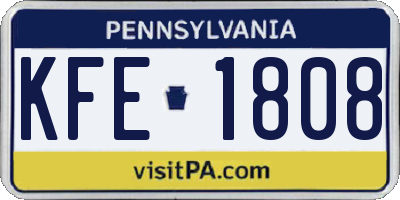 PA license plate KFE1808