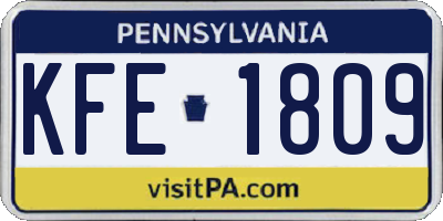 PA license plate KFE1809