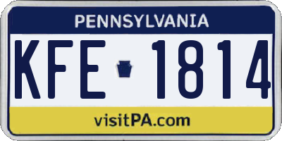 PA license plate KFE1814