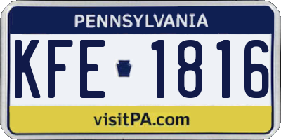 PA license plate KFE1816