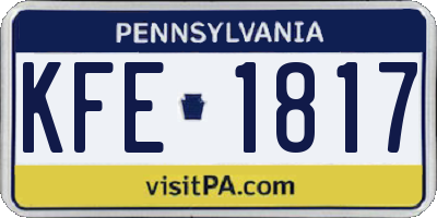 PA license plate KFE1817