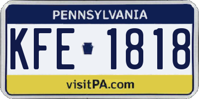 PA license plate KFE1818