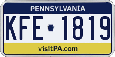 PA license plate KFE1819