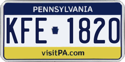 PA license plate KFE1820