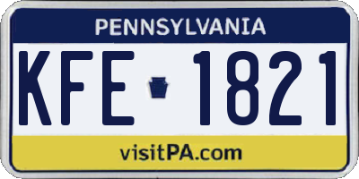 PA license plate KFE1821