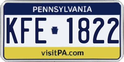 PA license plate KFE1822
