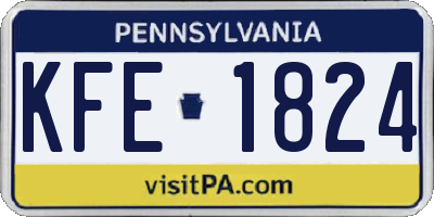 PA license plate KFE1824