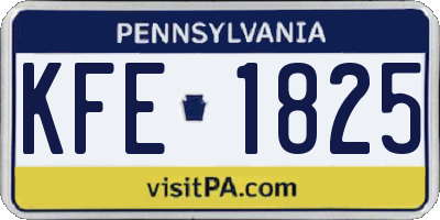 PA license plate KFE1825