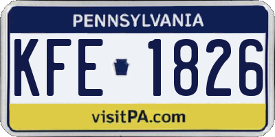 PA license plate KFE1826