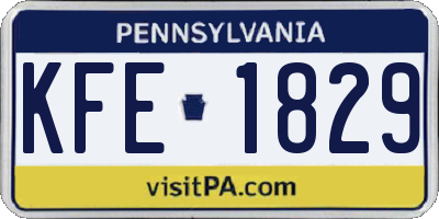 PA license plate KFE1829