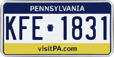 PA license plate KFE1831