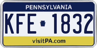 PA license plate KFE1832