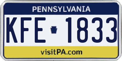 PA license plate KFE1833