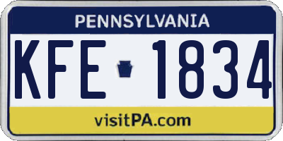 PA license plate KFE1834