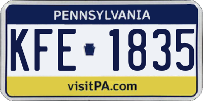 PA license plate KFE1835