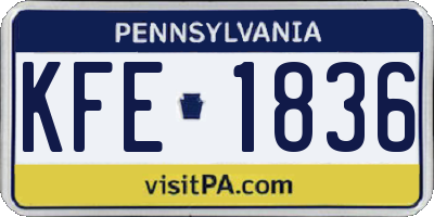 PA license plate KFE1836