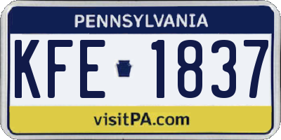 PA license plate KFE1837
