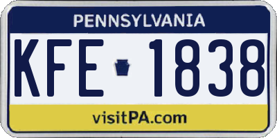 PA license plate KFE1838