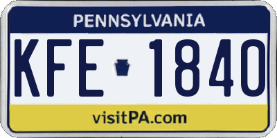 PA license plate KFE1840