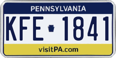 PA license plate KFE1841