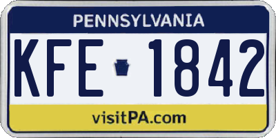 PA license plate KFE1842