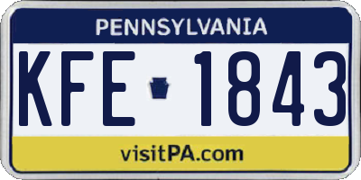 PA license plate KFE1843