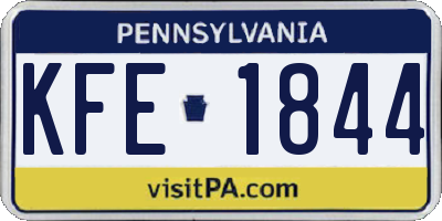 PA license plate KFE1844