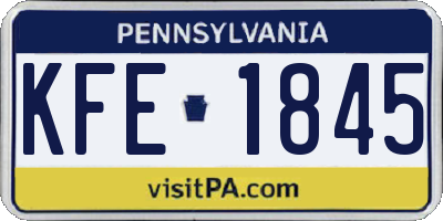 PA license plate KFE1845