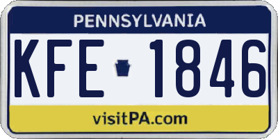 PA license plate KFE1846